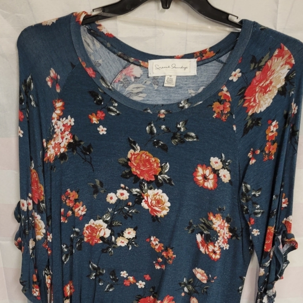 French Laundry Medium Floral Top Dark Teal